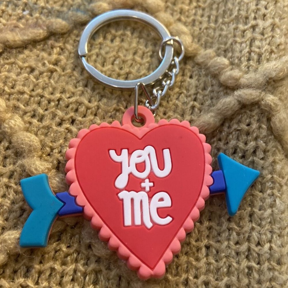 You and Me heart Valentines keychain